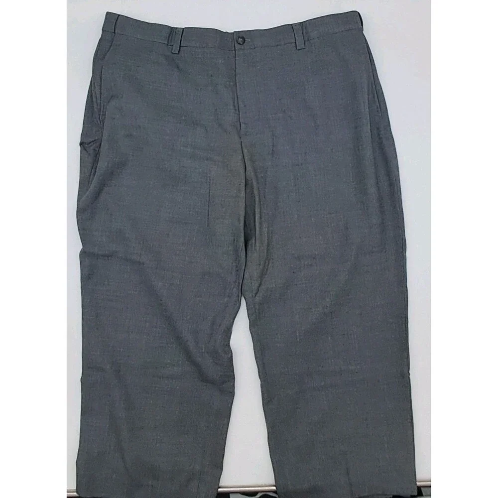 Vintage LL Bean Pants Men's Size 40x25 Gray Pleated Cuffs Dress Pant 100% Wool